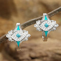 Bohemian European Korean Earrings, Marquise Geometric Enamel Vintage Fashion Jewelry view 2