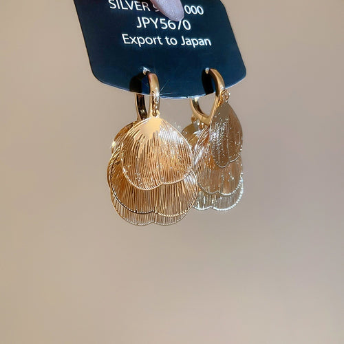 Copper Hollow Flower Petal Heart Pendant Drop Earrings For Women Light Luxury Fashion Jewelry
