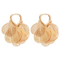 Copper Hollow Flower Petal Heart Pendant Drop Earrings For Women Light Luxury Fashion Jewelry view 5