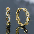 French Wave Texture Wrap Earrings, 3D Wedding Jewelry With Elegant Light Luxury Statement Design view 6