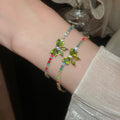 Light Luxury Copper Zircon Butterfly Bow Cross Pendant Adjustable Bangle Bracelet view 4