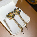 Alloy Rhinestone Flower Chain Tassel Crystal Drop Earrings Vintage Ethnic Style view 4