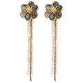 Alloy Rhinestone Flower Chain Tassel Crystal Drop Earrings Vintage Ethnic Style view 5