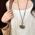 Bohemian Wooden Bead Hollow Round Pendant Sweater Necklace Vacation Style Geometric Jewelry view 3