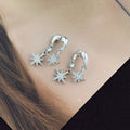 Elegant Two Way Silver Needle Rhinestone Eight Point Star Tassel Drop Dangle Fashion Earrings view 2