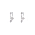 Elegant Two Way Silver Needle Rhinestone Eight Point Star Tassel Drop Dangle Fashion Earrings view 5