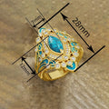 Faux Turquoise Marquise Metal Ring For Women, British Style Luxury Banquet Jewelry view 4