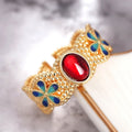 Palace Style Middle Eastern Floral Ring, Adjustable Open Ethnic Exotic Statement Jewelry view 2