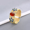 Palace Style Middle Eastern Floral Ring, Adjustable Open Ethnic Exotic Statement Jewelry view 1