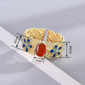 Palace Style Middle Eastern Floral Ring, Adjustable Open Ethnic Exotic Statement Jewelry view 4