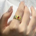 Palace Style Middle Eastern Floral Ring, Adjustable Open Ethnic Exotic Statement Jewelry view 3
