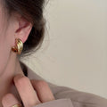 French Style Copper Geometric Round Cross Clip-on Earrings For Women Minimalist Metal Design view 4