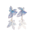 Fresh Sweet Fabric Mesh Butterfly Teardrop Tassel Crystal Drop Earrings view 5