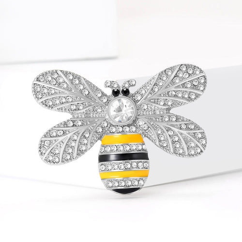 Alloy Rhinestone Bee Brooch Pin For Women's Apparel