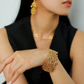 18K Gold Plated Copper Vintage Heart Flower Open Bangle For Women Light Luxury Jewelry view 3