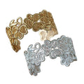 18K Gold Plated Copper Vintage Heart Flower Open Bangle For Women Light Luxury Jewelry view 5