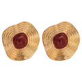 Alloy Enamel Round Oval Wrinkle Texture Stud Earrings European Court Style Women's Jewelry view 5