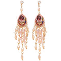 Ethnic Style Teardrop Crystal Tassel Drop Earrings With Silver Pins And Sparkling Rhinestones view 5