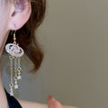 Alloy Rhinestone Oval Star Tassel Drop Earrings French Court Light Luxury Ear Hooks view 3