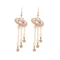 Alloy Rhinestone Oval Star Tassel Drop Earrings French Court Light Luxury Ear Hooks view 5