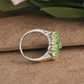 Silver-Tone Green Crystal Floral Cluster Ring Jewelry view 4