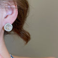 Alloy Silver Needle Sparkling Zircon Round Spiral Hollow Stud Earrings French Light Luxury Jewelry view 3