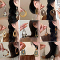 Vintage Ethnic Alloy Wood Bead Rattan Teardrop Pendant Drop Earrings For Women view 1