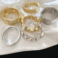 Glossy Alloy Spiral Texture Open Bangle Oval Western Style Statement Bracelet view 2