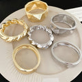 Glossy Alloy Spiral Texture Open Bangle Oval Western Style Statement Bracelet view 4