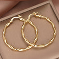 Wavy Thin Ring Metal Ear Cuffs For Women, Electroplated Faux Gold Cool Girl Asian Style Jewelry Earrings view 2