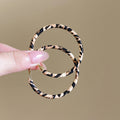 Leather Leopard Print Geometric Round Teardrop Hoop Earrings With Silver Posts Vintage Style view 4
