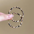 Leather Leopard Print Geometric Round Teardrop Hoop Earrings With Silver Posts Vintage Style view 2