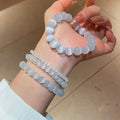 Geometric Round Cat Eye Stone Beaded Bangle For Girls Minimalist Preppy Daily Jewelry view 2