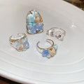 Shell Beaded Geometric Open Ring With Round Oval Stone Accent Vacation Style Index Jewelry view 2