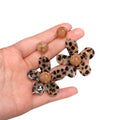 Light Luxury Resin Leopard Print Flower Pendant Drop Earrings With Silver Posts view 5