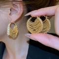 18K Gold Plated Copper Zircon Chain Circle Triangle Court Style Earrings For Women view 2