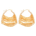 18K Gold Plated Copper Zircon Chain Circle Triangle Court Style Earrings For Women view 5