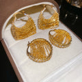 18K Gold Plated Copper Zircon Chain Circle Triangle Court Style Earrings For Women view 3