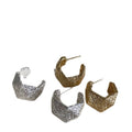 European American Style Metal Geometric C Shaped Crinkle Stud Earrings With Silver Posts view 5