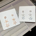 Faux Pearl Starfish Stud Earrings With Silver Pins, Enamel Round Beach Vacation Style view 3