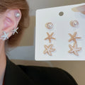 Faux Pearl Starfish Stud Earrings With Silver Pins, Enamel Round Beach Vacation Style view 4