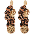 PU Leather Leopard Print Round Pleated Tassel Drop Earrings For Women Geometric Statement Style view 5