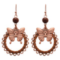 Vintage Ethnic Alloy Wood Bead Butterfly Flower Geometric Round Pendant Drop Earrings view 5