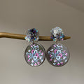Colorful Printed Acrylic Round Flower Geometric Ethnic Style Stud Earrings For Women view 2