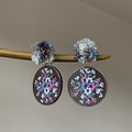 Colorful Printed Acrylic Round Flower Geometric Ethnic Style Stud Earrings For Women view 3