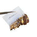 European Style Acrylic Pearl Leopard C Hoop Earrings With Silver Pins And Metal Geometric Design view 5