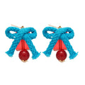 Vintage Resin Shell Round Bow Tassel Drop Earrings With Silver Needle Geometric Design view 5