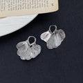 Elegant Vintage French Ginkgo Leaf Petal Hollow Alloy Heart Huggie Hoop Drop Statement Earrings view 3