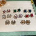 Light Luxury Alloy Round Geometric Rhinestone Stud Earrings Collarbone Necklace Jewelry Set view 3