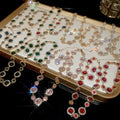 Light Luxury Alloy Round Geometric Rhinestone Stud Earrings Collarbone Necklace Jewelry Set view 1